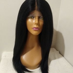 Human hair blend lace front wig
